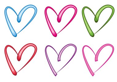 Güzel dekoratif kalp koleksiyonu, aşk konsepti 