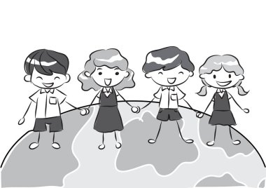 Bir grup çocuğun vektör çizimi