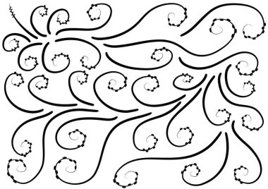 Siyah ve beyaz çiçek elementlerinin vektör kümesi