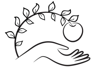 Elle çizilmiş bir elmanın çizilmiş çizimi 