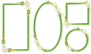 Beyaz arkaplanda izole edilmiş boş alanı olan güzel dekoratif çerçeveler, vektör illüstrasyonu 