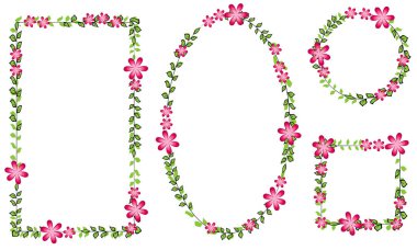 Çiçek ve yapraklı çiçek çerçevesi