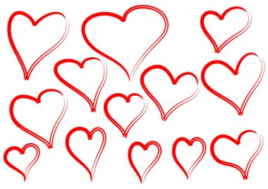 Güzel dekoratif kalp koleksiyonu, aşk konsepti 