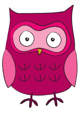 Beyaz arka planda sevimli çizgi film baykuşu