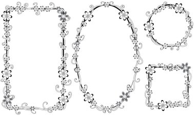 Beyaz arkaplanda izole edilmiş boş alanı olan güzel dekoratif çerçeveler, vektör illüstrasyonu 