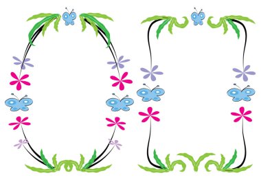 Şirin bir çiçek çerçevesinin vektör illüstrasyonu 