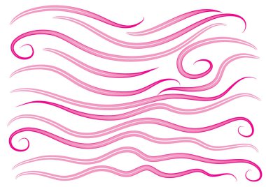 Beyaz arkaplanda izole edilmiş deniz dalgaları kümesi