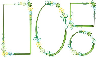 Çiçekli ve kelebekli bir çerçeve