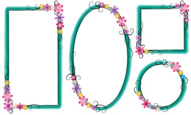 Beyaz arkaplanda izole edilmiş boş alanı olan güzel dekoratif çerçeveler, vektör illüstrasyonu 