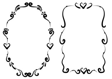 Siyah ve beyaz çiçek çerçevelerinin vektör kümesi