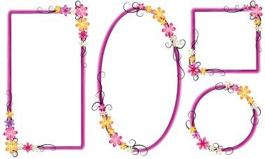 Beyaz arkaplanda izole edilmiş boş alanı olan güzel dekoratif çerçeveler, vektör illüstrasyonu 