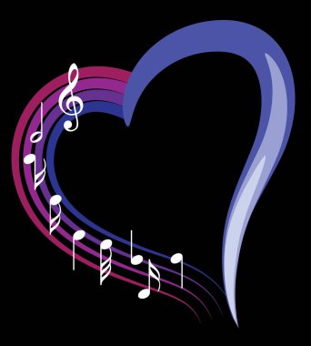 Bir müzik notası ve kalbin vektör çizimi
