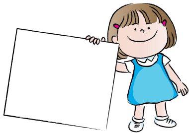 Boş bir afiş taşıyan bir kızın resmi