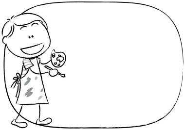 Elle çizilmiş, boyalı çocuk. 