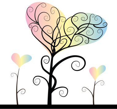 Kalbi olan bir ağacın vektör çizimi