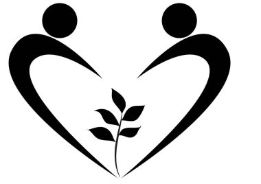 Beyaz arkaplanda bir kalp şeklinin vektör çizimi 