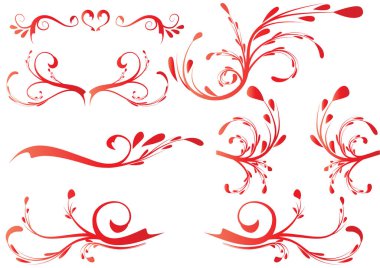 Kırmızı ve siyah kalplerin vektör kümesi