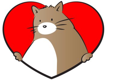 Kırmızı kalpli bir sincap.