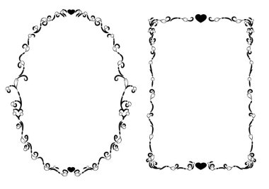 Siyah ve beyaz kenarlıklı vektör kümesi