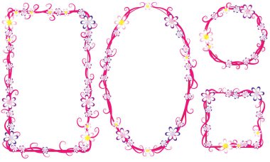 Beyaz arkaplanda izole edilmiş boş alanı olan güzel dekoratif çerçeveler, vektör illüstrasyonu 