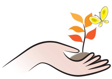 Ellerinde bir çiçek tutarken