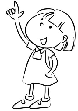 Küçük bir kız çizgi filminin çizimi