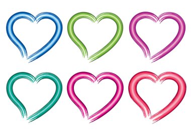 Güzel dekoratif kalp koleksiyonu, aşk konsepti 