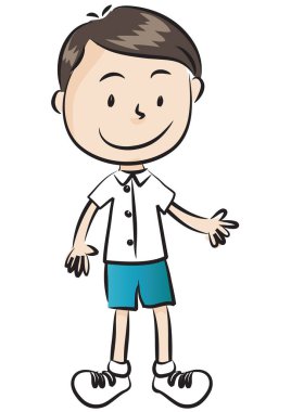 Beyaz bir arka planın önünde duran bir çocuğun resmi