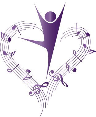 Dans eden bir adamın vektör çizimi ve müzik notaları 