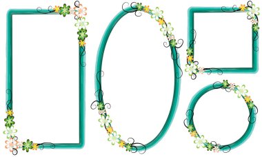 Beyaz arkaplanda izole edilmiş boş alanı olan güzel dekoratif çerçeveler, vektör illüstrasyonu 