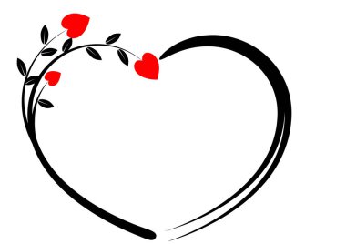 Bir kalbin vektör çizimi ve kırmızı bir gül