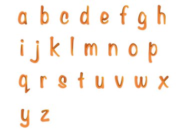 beyaz arkaplanda izole edilmiş çizgi film dekoratif alfabesi, vektör illüstrasyonu