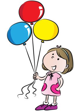 Balonlu bir kızın resmi