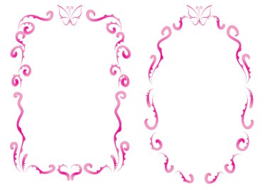 Pembe ve mor dekoratif çerçevenin vektör çizimi