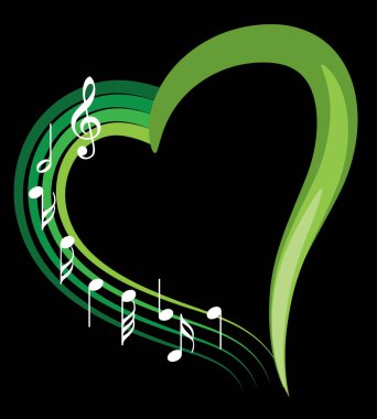 Bir müzik notası ve kalbin vektör çizimi  