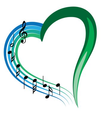 Bir müzik notası ve kalbin vektör çizimi 