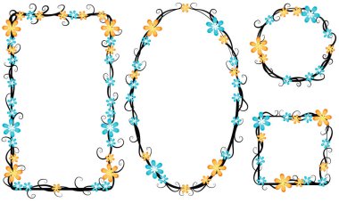 Beyaz arkaplanda izole edilmiş boş alanı olan güzel dekoratif çerçeveler, vektör illüstrasyonu 