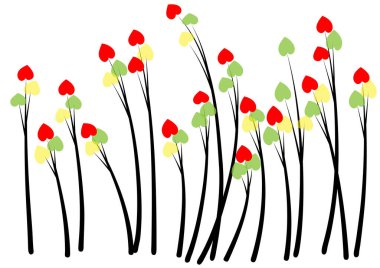 Beyaz arkaplanda renkli kalplerin vektör çizimi 