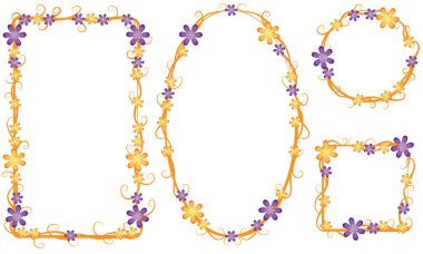 Beyaz arkaplanda izole edilmiş boş alanı olan güzel dekoratif çerçeveler, vektör illüstrasyonu 