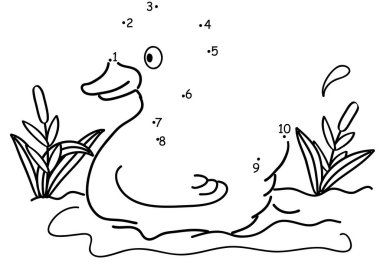 Çocuklar için boyama kitabı. ördek vektör çizimi.