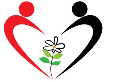 Beyaz arkaplanda bir kalp şeklinin vektör çizimi 