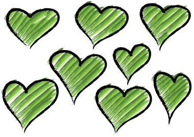 Güzel dekoratif kalp koleksiyonu, aşk konsepti 