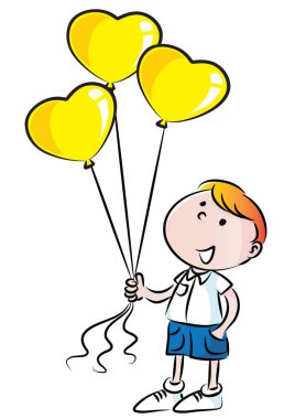 Mutlu doğum günü çocuğu balonlu çizgi film