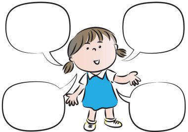 Elinde boş bir konuşma balonu tutan bir kızın resmi