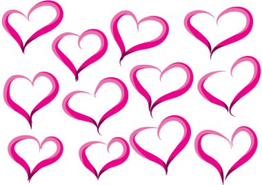 Güzel dekoratif kalp koleksiyonu, aşk konsepti 