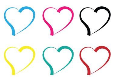 Güzel dekoratif kalp koleksiyonu, aşk konsepti 