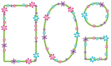 Beyaz arkaplanda izole edilmiş boş alanı olan güzel dekoratif çerçeveler, vektör illüstrasyonu 