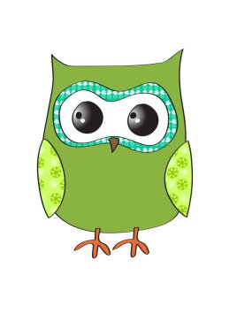 Beyaz arka planda sevimli çizgi film baykuşu