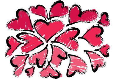 Güzel dekoratif kalp koleksiyonu, aşk konsepti 