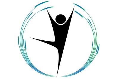 Beyaz arka planda siyah yoga ikonu var. fitness ve spor sembolü vektör çizimi.